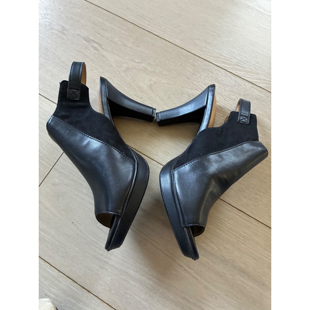 Naturalizer Dawn Black Peep Toe Slingback Block Heel Platform Sandals Mens 8.5M - Picture 3 of 6